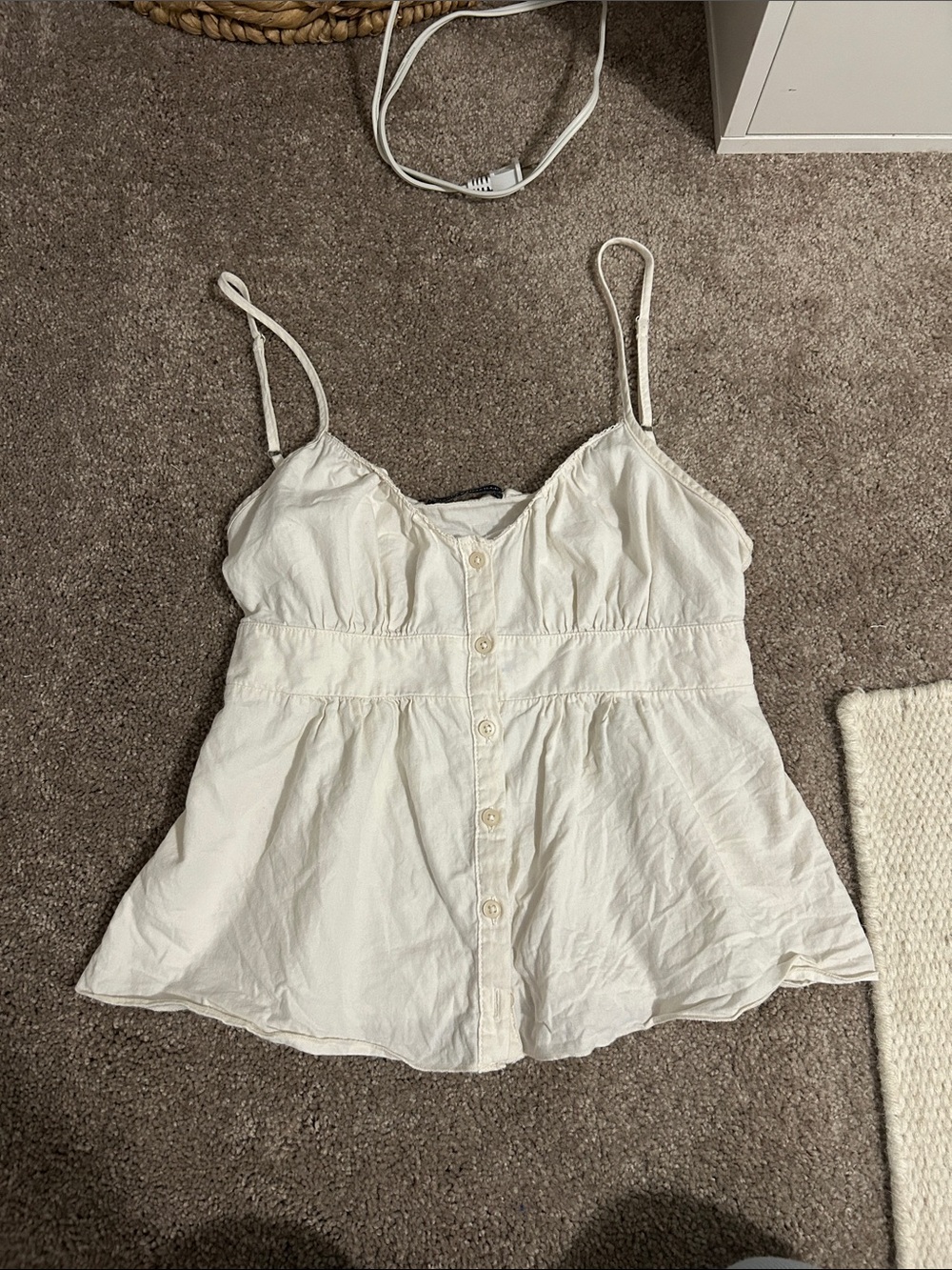 Brandy Melville White Button-Front Spaghetti Strap Camisole